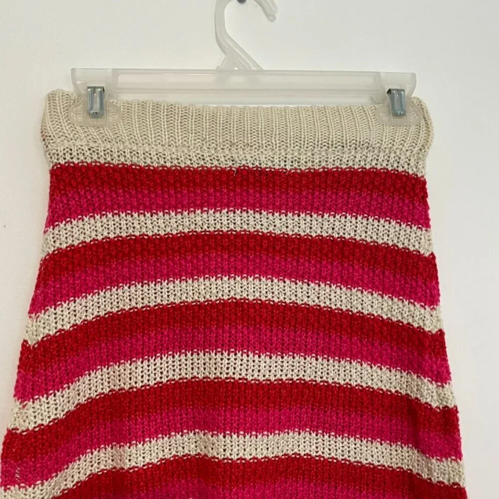 NEW NWT FASHION NOVA Mariyah Crochet Mini Skirt Cream Beige Red Pink Stripe Knit